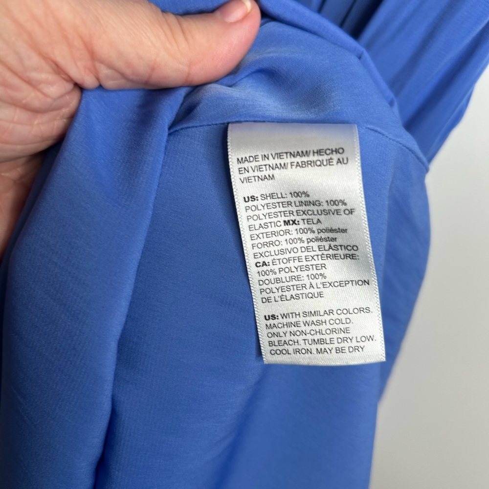 Chico’s Women’s Size 3/XL Short Sleeve Midi Dress V Neck Defined Waist Blue 6491 - Picture 9 of 10